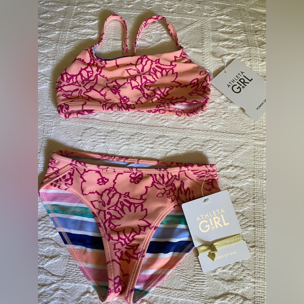 Athleta Girl Reversable Swim Top and Bottoms